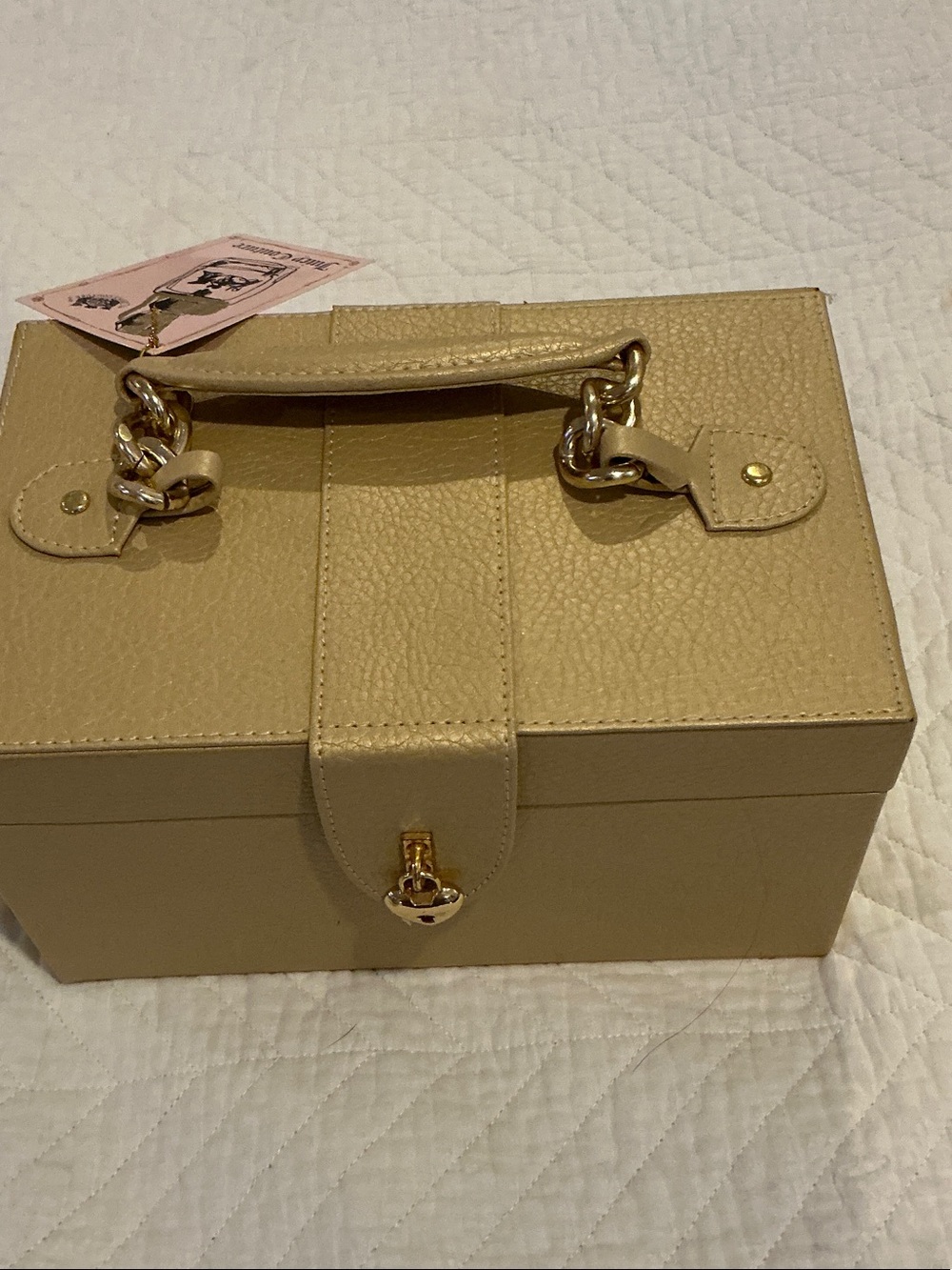 Juicy Couture Beige Cosmetic Jewelry Box with Gold Hardware